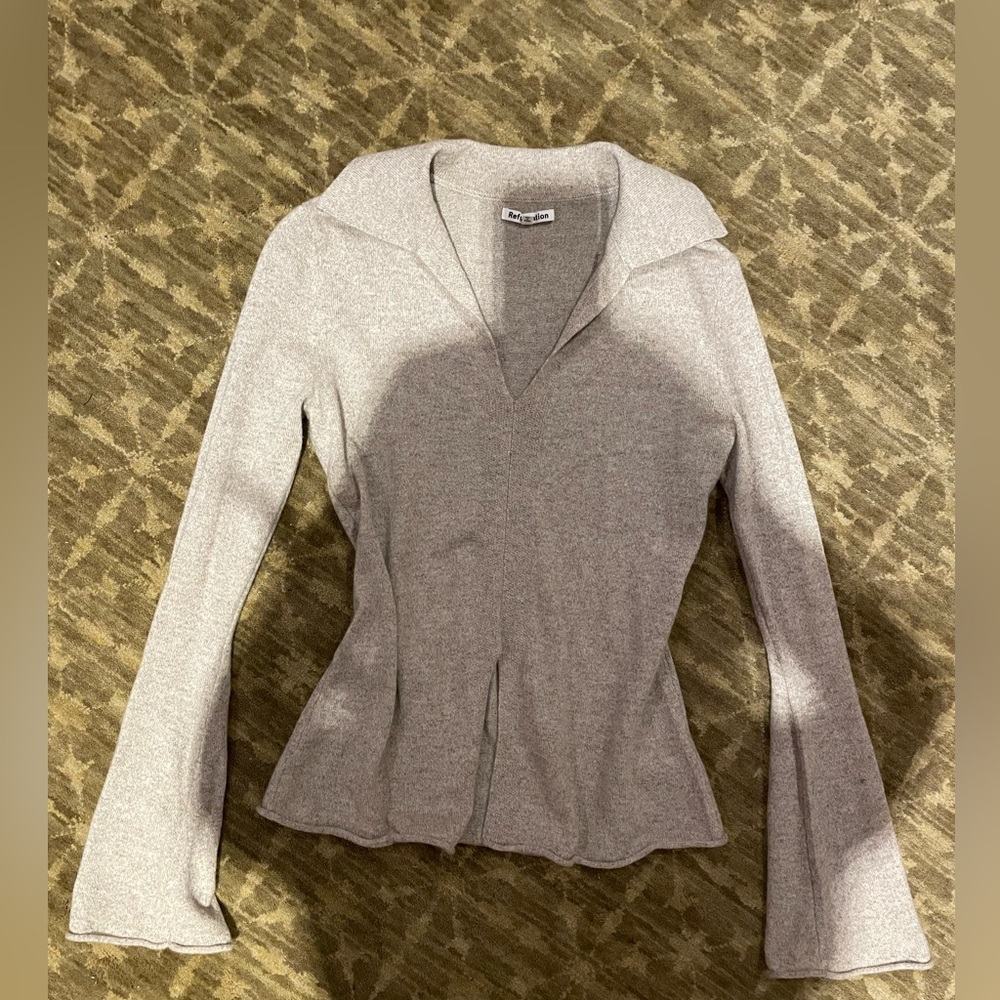 Reformation Jade cashmere collared sweater XS light beige